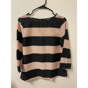 THE LIMITED Black And Pink Striped Shirt Top Womens Small 3/4 Sleeve Blouse​​​​​